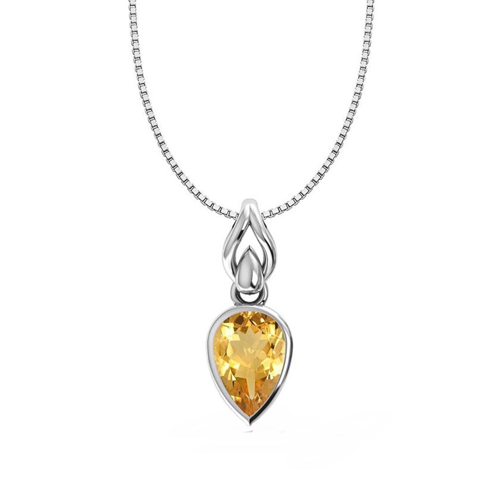 SILVER CITRINE TEARDROP NECKLACE - 18