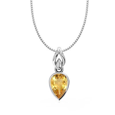 SILVER CITRINE TEARDROP NECKLACE - 18 SILVER CITRINE TEARDROP NECKLACE - 18