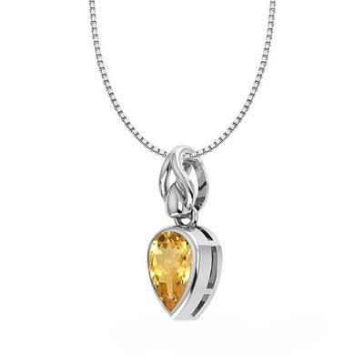 SILVER CITRINE TEARDROP NECKLACE - 18