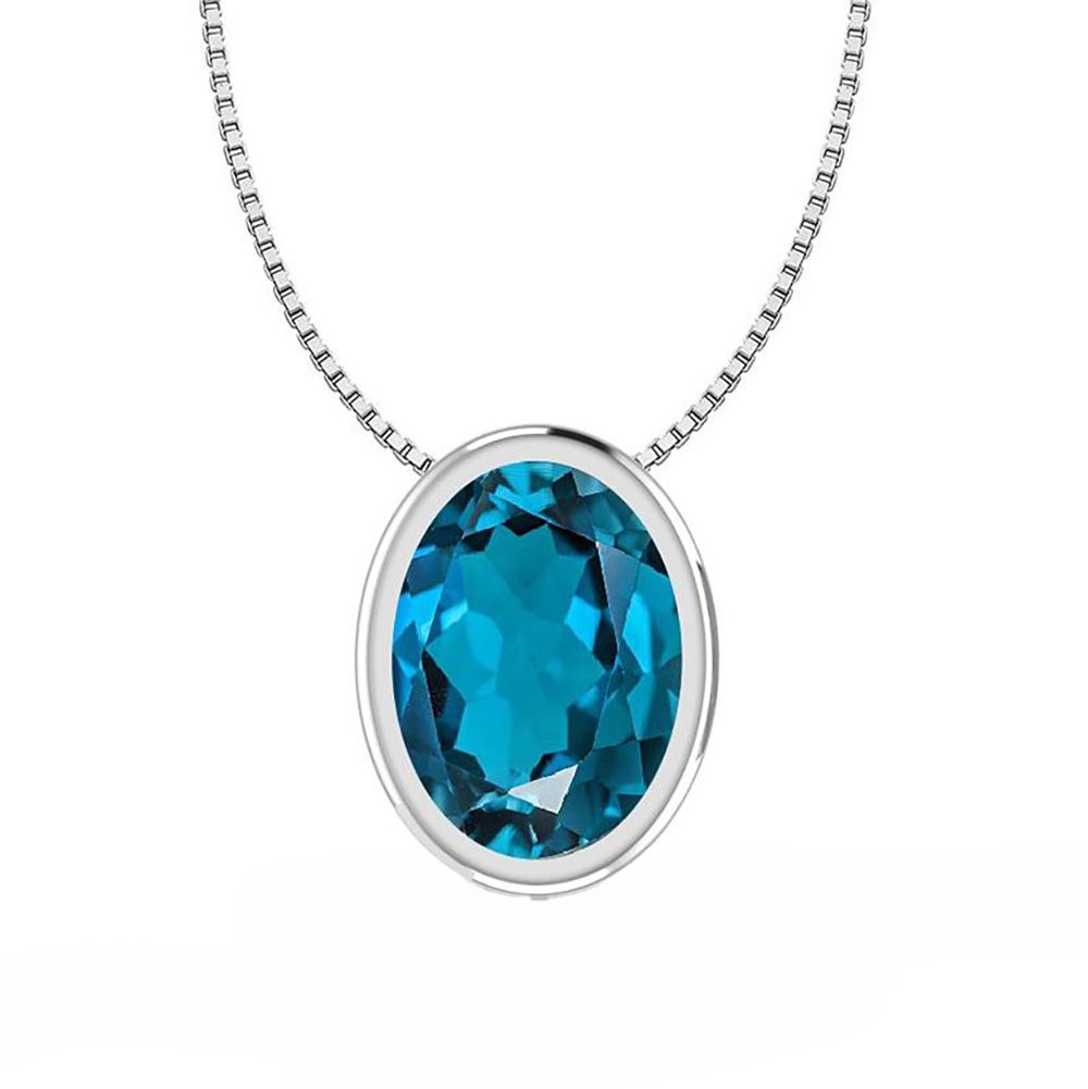 SILVER TOPAZ OVAL NECKLACE - 18