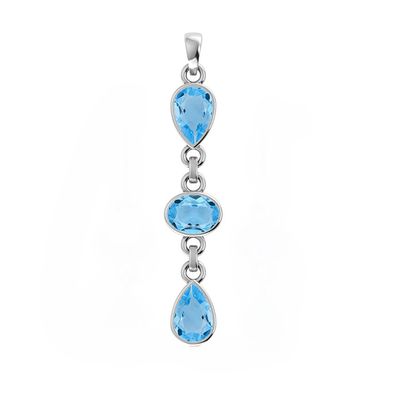 SILVER TOPAZ TEARDROPS & OVAL LINKED PENDANT SILVER TOPAZ TEARDROPS & OVAL LINKED PENDANT