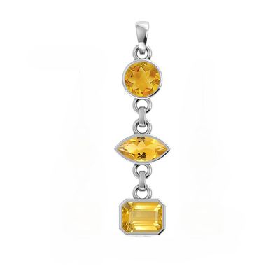 SILVER CITRINE 3-SHAPES LINKED PENDANT SILVER CITRINE 3-SHAPES LINKED PENDANT