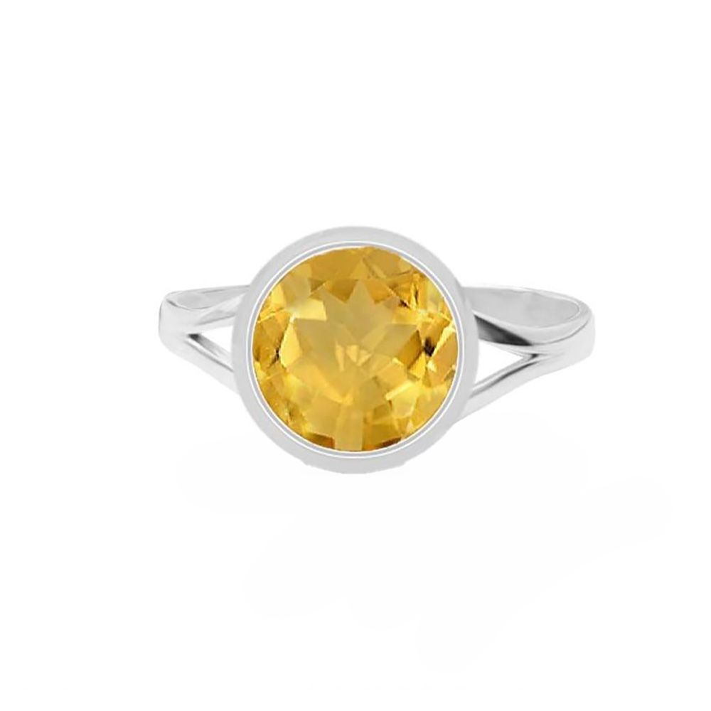 SILVER CITRINE ROUND RING - 6