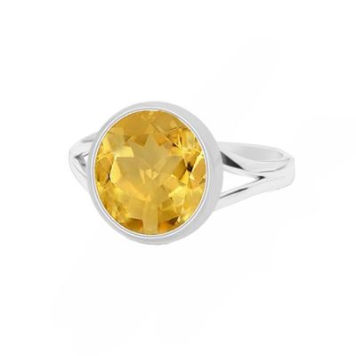 SILVER CITRINE ROUND RING - 6