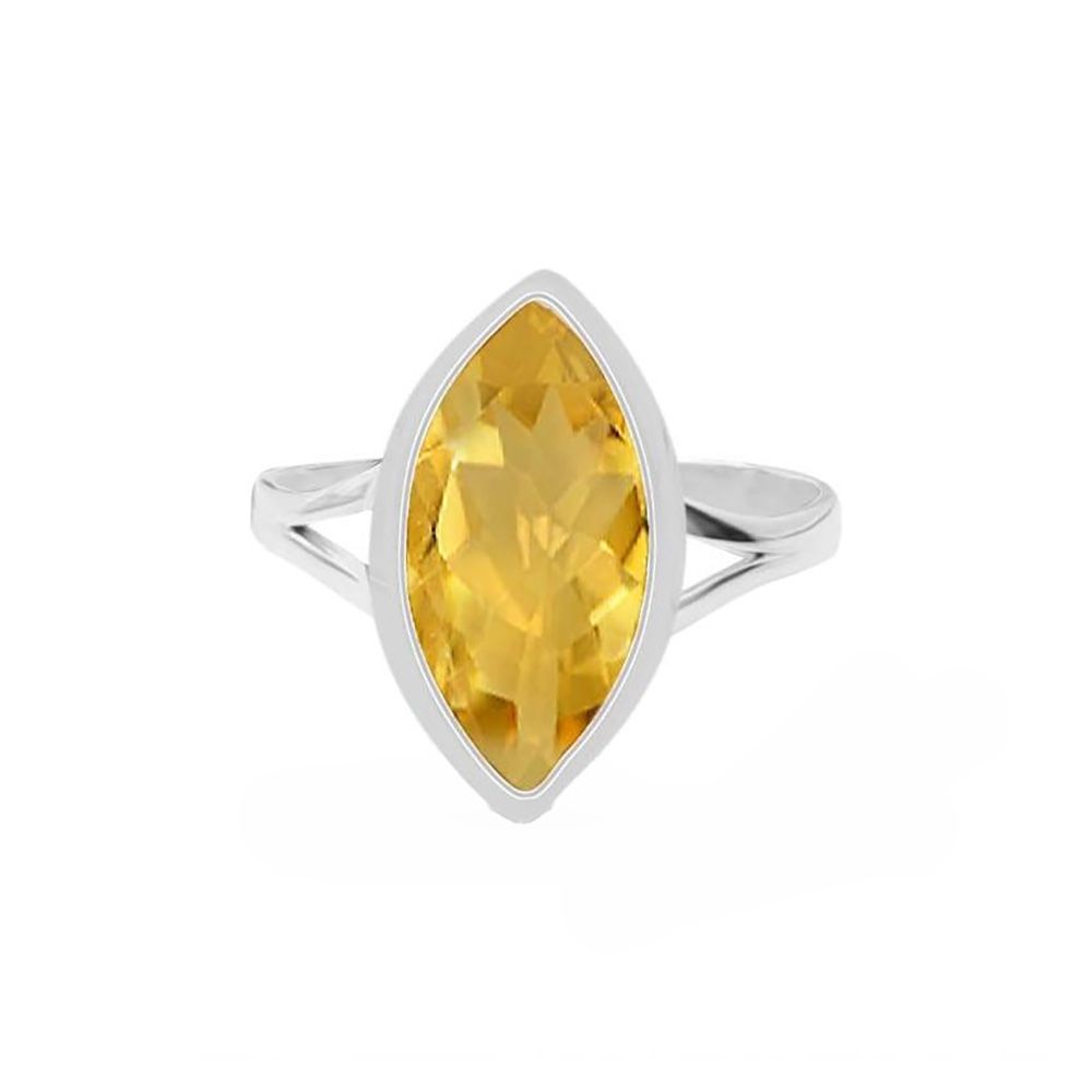 SILVER CITRINE MARQUISE RING - 7
