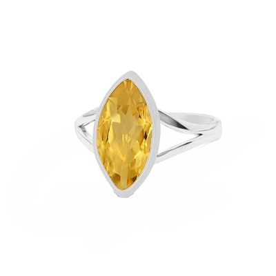 SILVER CITRINE MARQUISE RING - 7