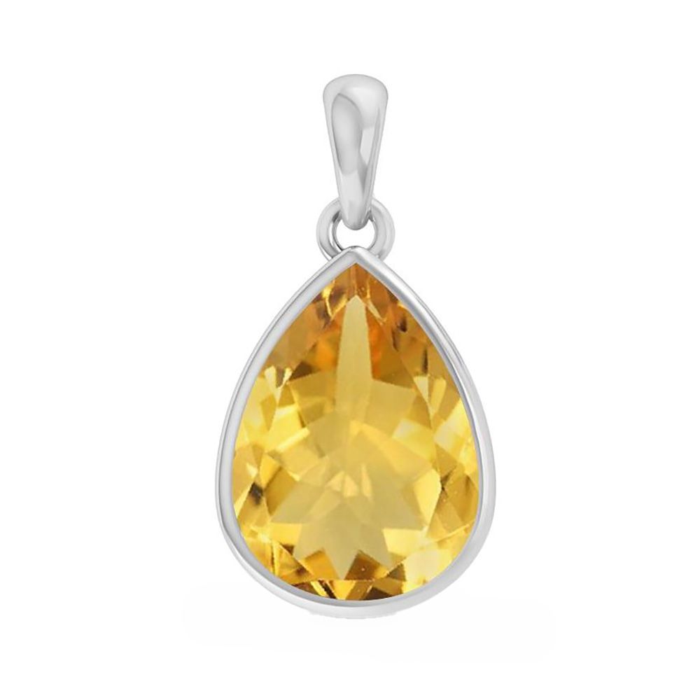 SILVER CITRINE TEARDROP PENDANT