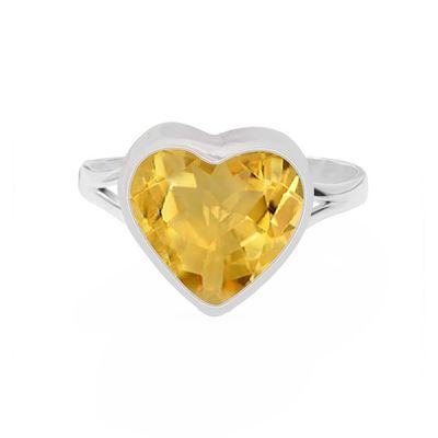 SILVER CITRINE HEART RING - 8 SILVER CITRINE HEART RING - 8