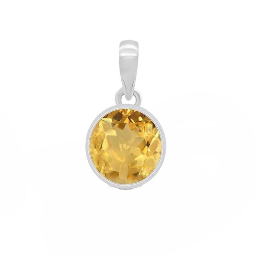 SILVER CITRINE ROUND PENDANT