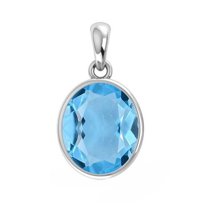 SILVER BLUE TOPAZ OVAL PENDANT SILVER BLUE TOPAZ OVAL PENDANT