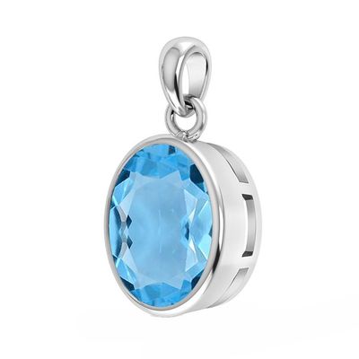 SILVER BLUE TOPAZ OVAL PENDANT
