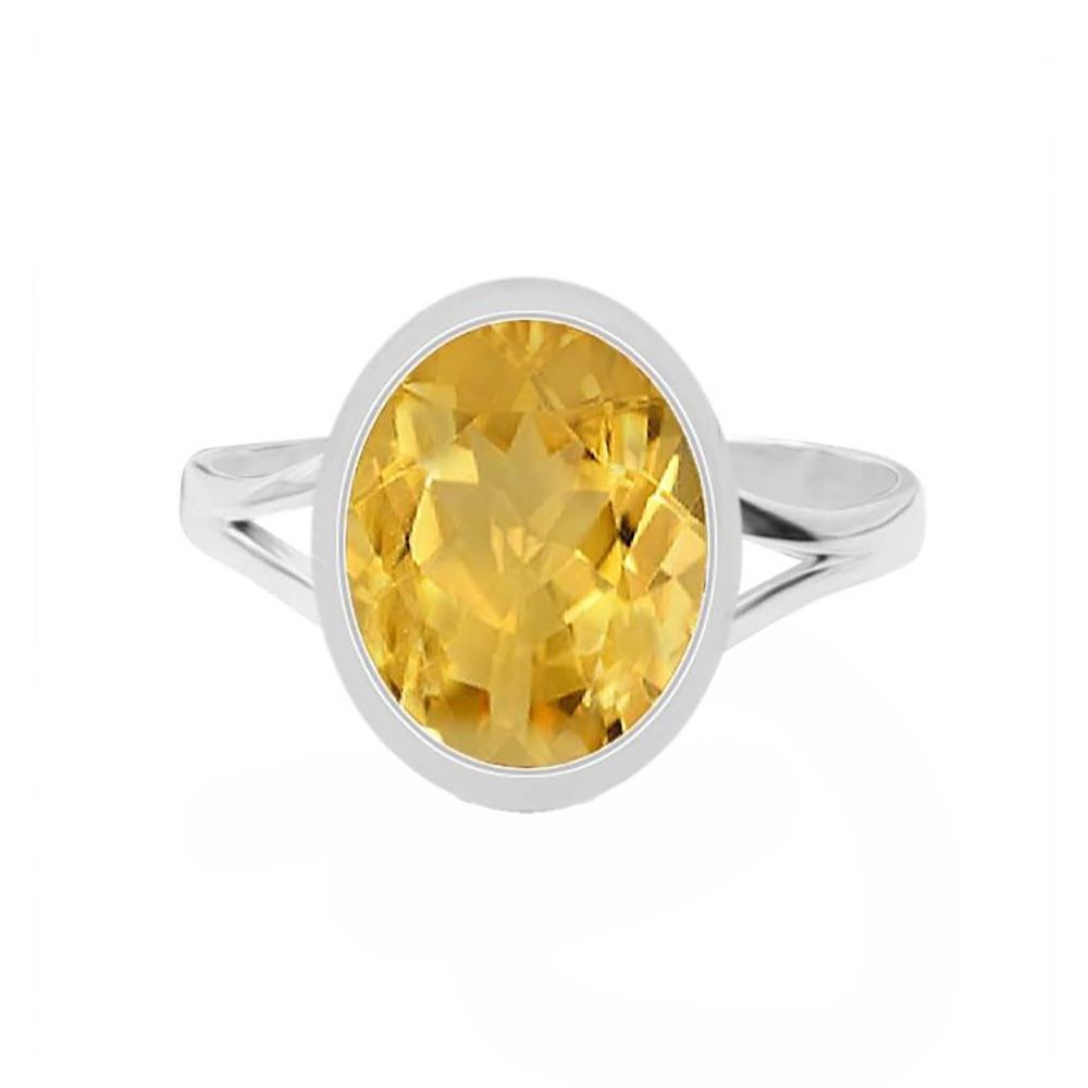 SILVER CITRINE OVAL RING - 7