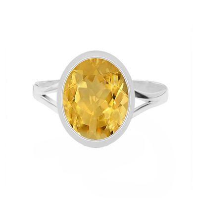 SILVER CITRINE OVAL RING - 7 SILVER CITRINE OVAL RING - 7
