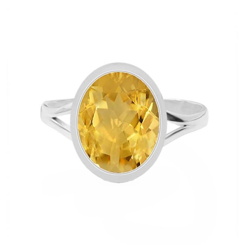 SILVER CITRINE OVAL RING - 7