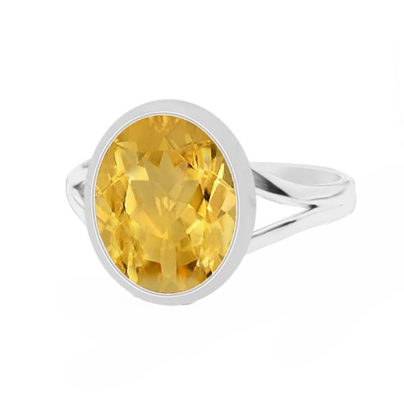 SILVER CITRINE OVAL RING - 7