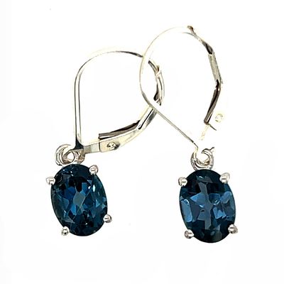 SILVER BLUE TOPAZ OVAL EARRINGS SILVER BLUE TOPAZ OVAL EARRINGS