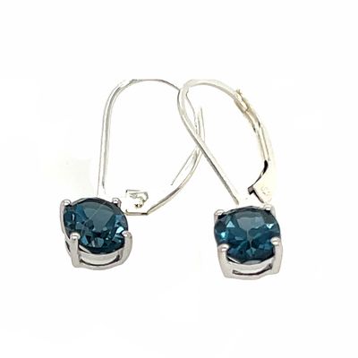 SILVER BLUE TOPAZ OVAL EARRINGS