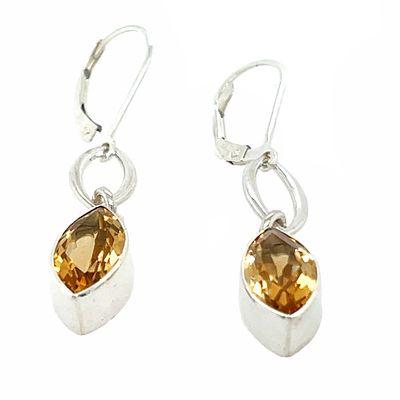 SILVER CITRINE MARQUISE EARRINGS