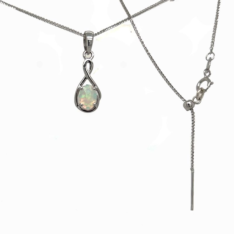 SILVER INFINITY W/OVAL NATURAL OPAL NECKLACE