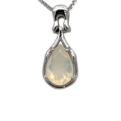 SILVER TEARDROP NATURAL OPAL NECKLACE