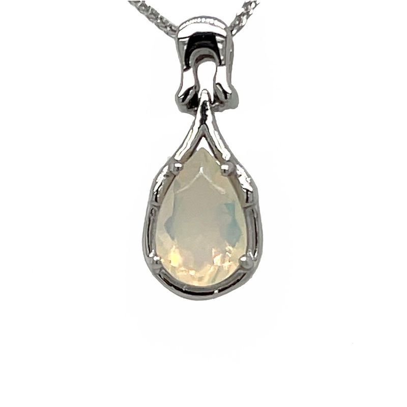 SILVER TEARDROP NATURAL OPAL NECKLACE