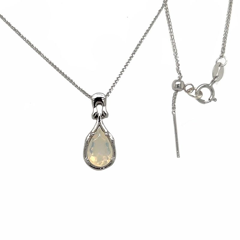 SILVER TEARDROP NATURAL OPAL NECKLACE