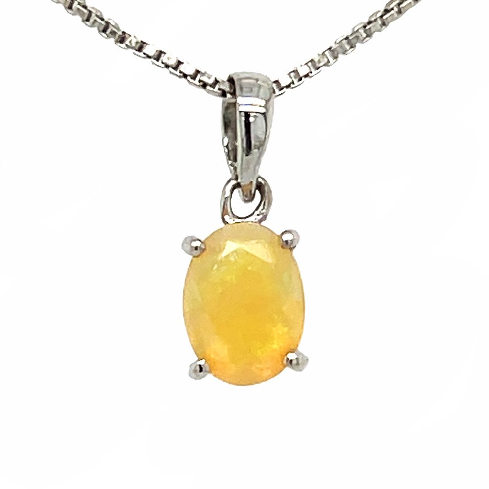 SILVER NATURAL OPAL OVAL NECKLACE