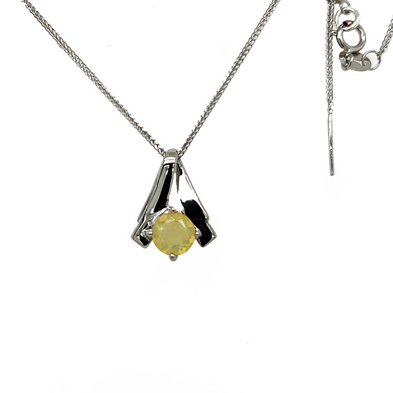 SILVER NATURAL OPAL WISHBONE STYLE NECKLACE