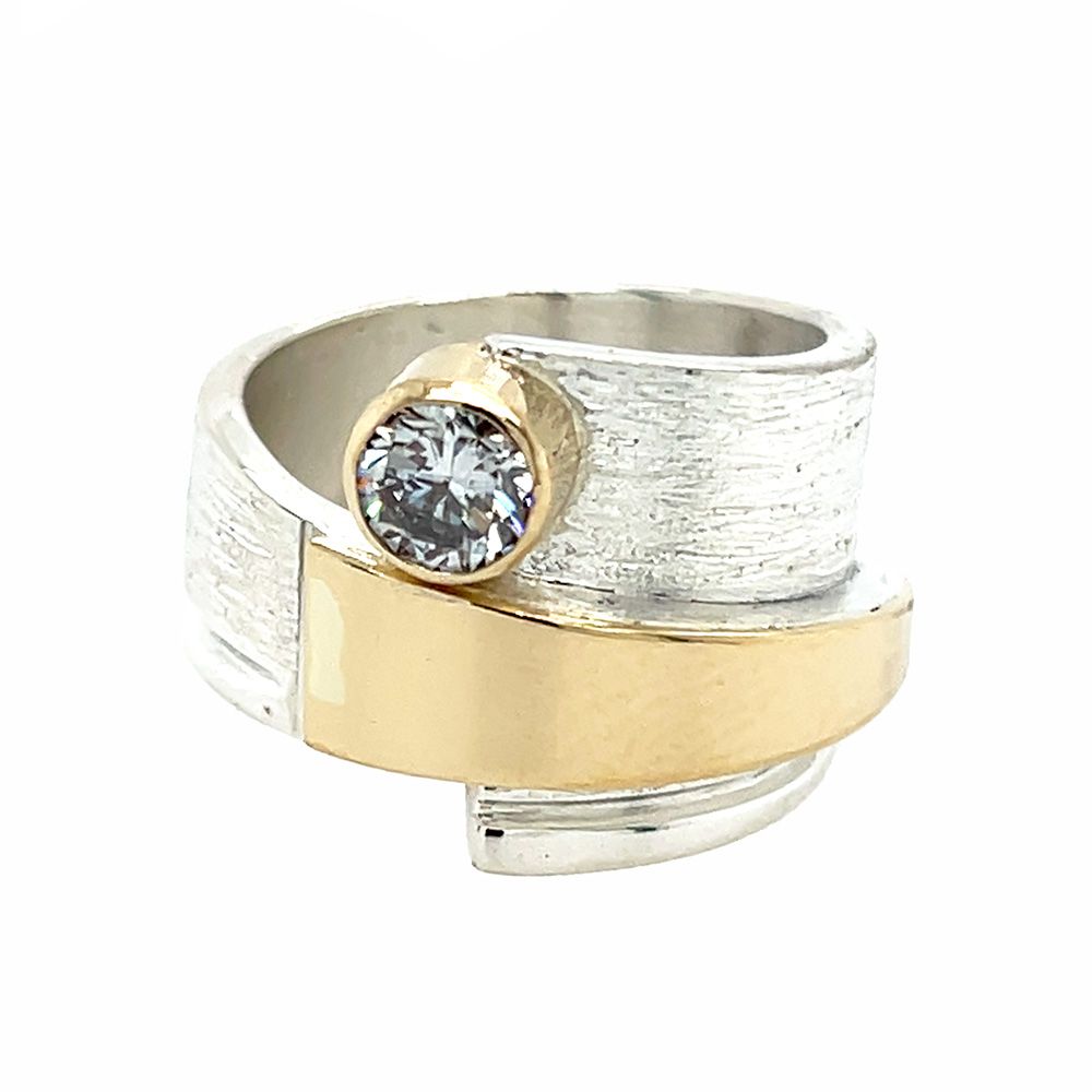 SILVER /14K DIAMOND WRAP RING - 5