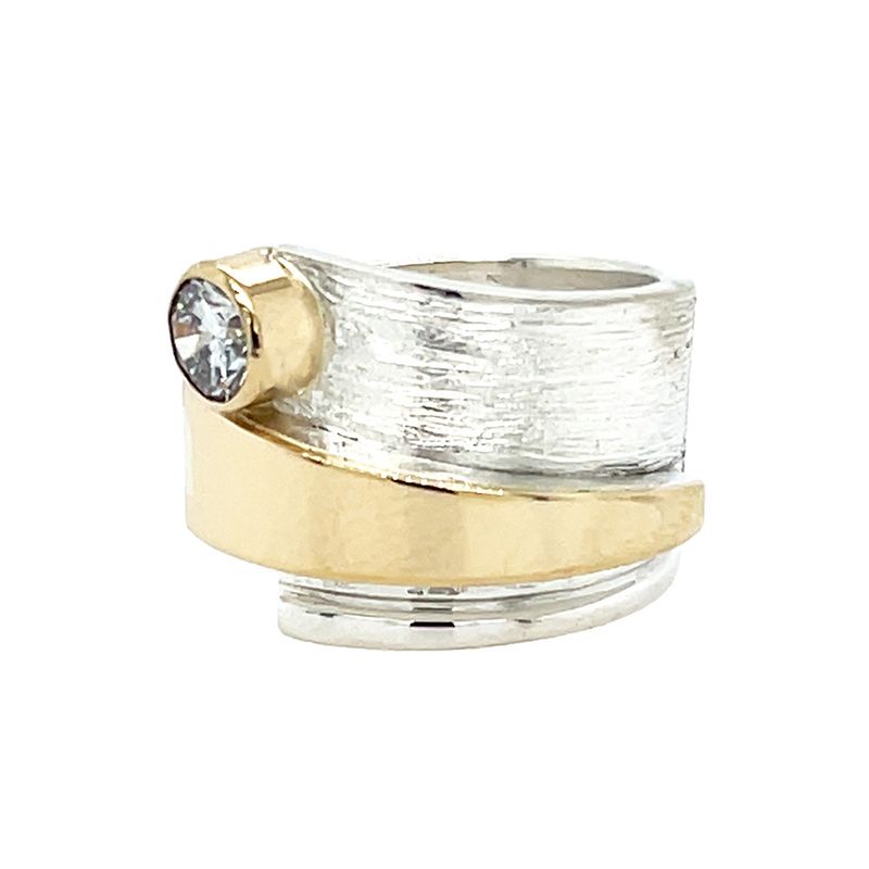 SILVER /14K DIAMOND WRAP RING - 5