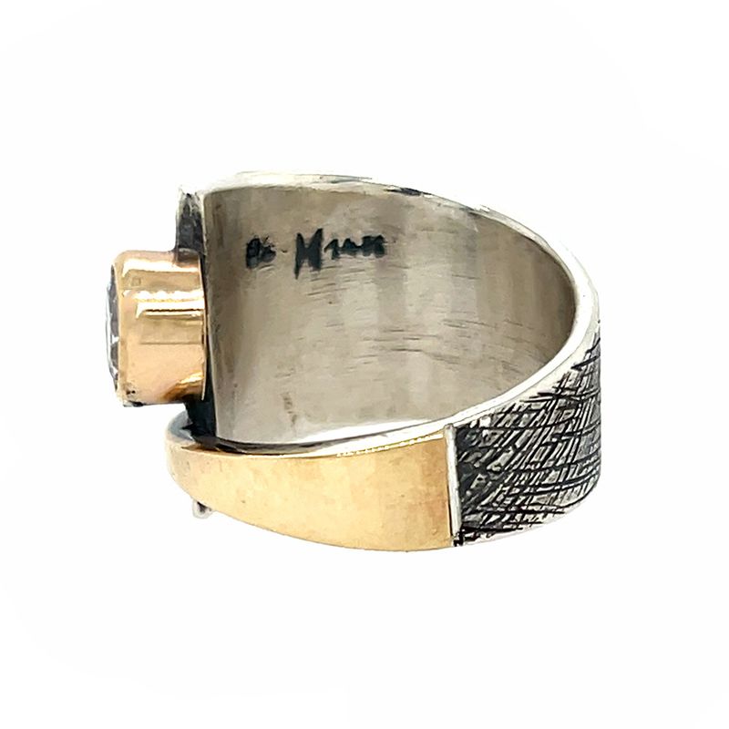 SILVER/14K OXIDIZED DIAMOND WRAP RING - 6.5