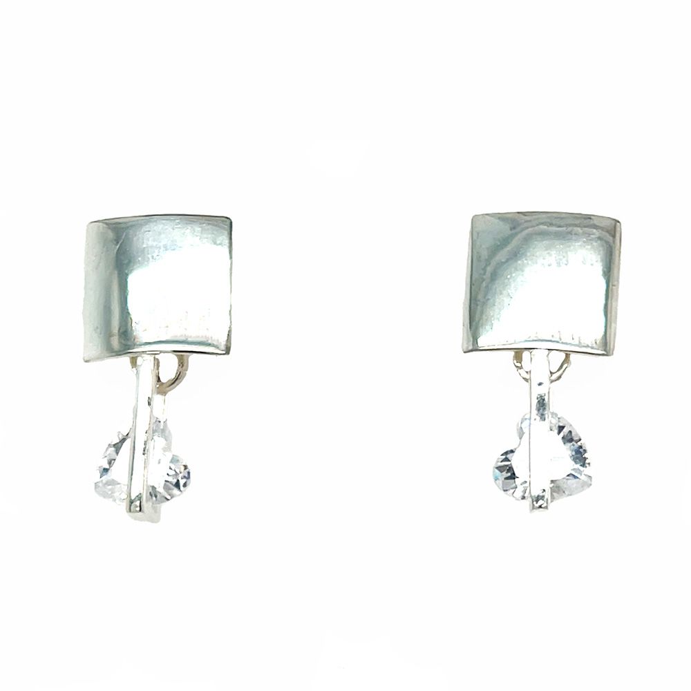 SILVER FLOATING HEART CZ EARRINGS
