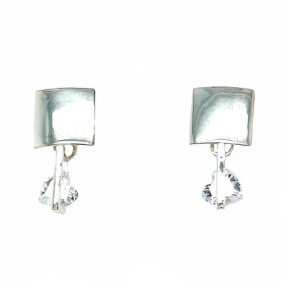 SILVER FLOATING HEART CZ EARRINGS