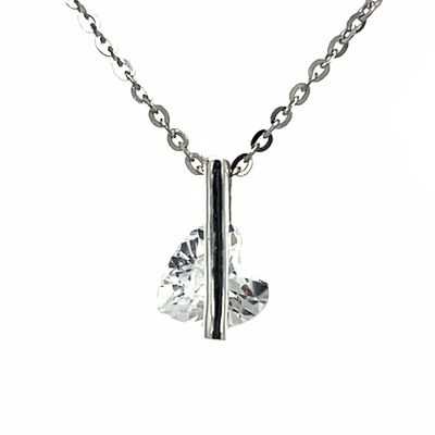 SILVER FLOATING CZ HEART NECKLACE SILVER FLOATING CZ HEART NECKLACE