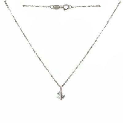 SILVER FLOATING CZ HEART NECKLACE