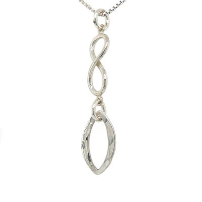 SILVER HAMMERED MARQUISE &amp; INFINITY NECKLACE