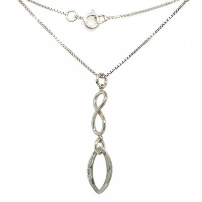 SILVER HAMMERED MARQUISE &amp; INFINITY NECKLACE