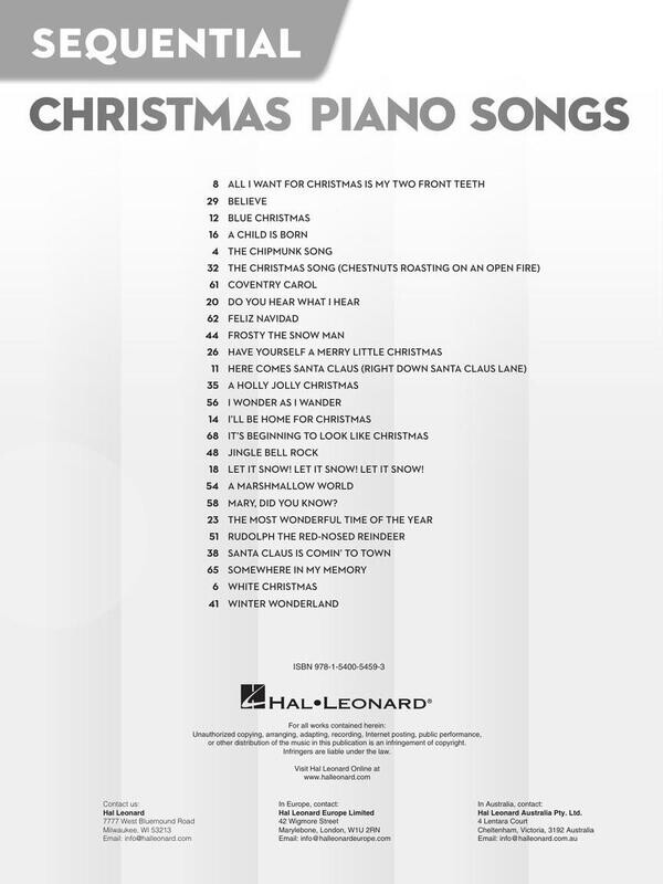 Sequential Christmas Piano Songs (arranged in order of difficulty)