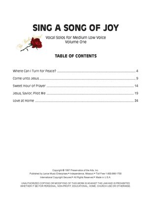 Sing a Song of Joy - Medium Low Voice, Volume 1 arr. Larry Beebe