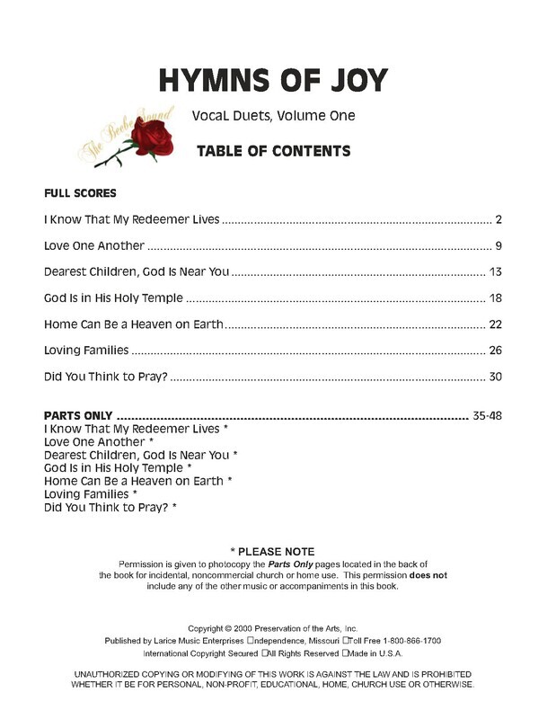 Hymns of Joy, Volume 1 - Vocal Duets arr. Larry Beebe