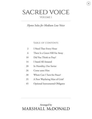 Sacred Voice Volume I for Medium Low Voice arr. Marshall McDonald