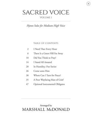 Sacred Voice, Volume I for Medium High Voice arr. Marshall McDonald
