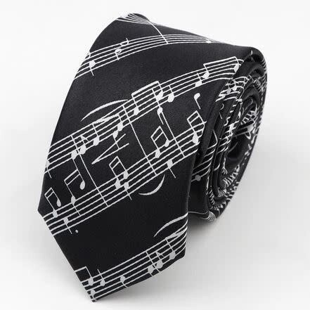 Music Notes Skinny Tie - Black
