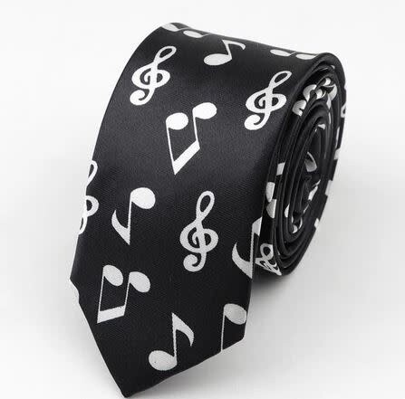 Black Music Notes Skinny Tie