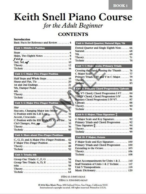 Keith Snell Piano Course for the Adult Beginner, Book 1