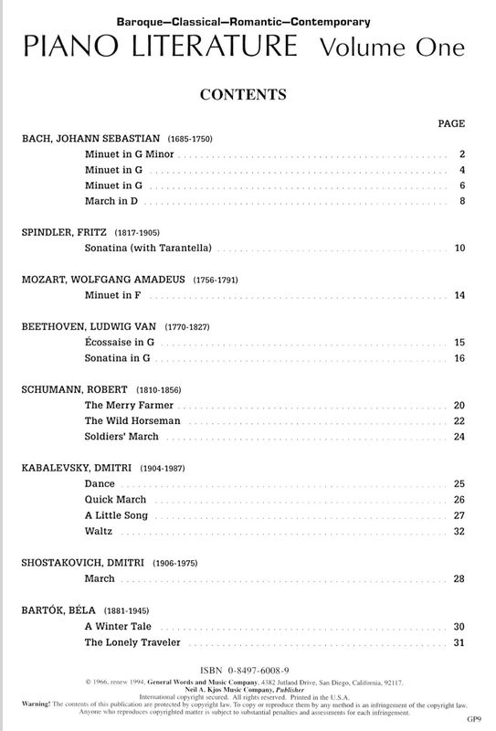 Bastien Piano Literature, Volume 1