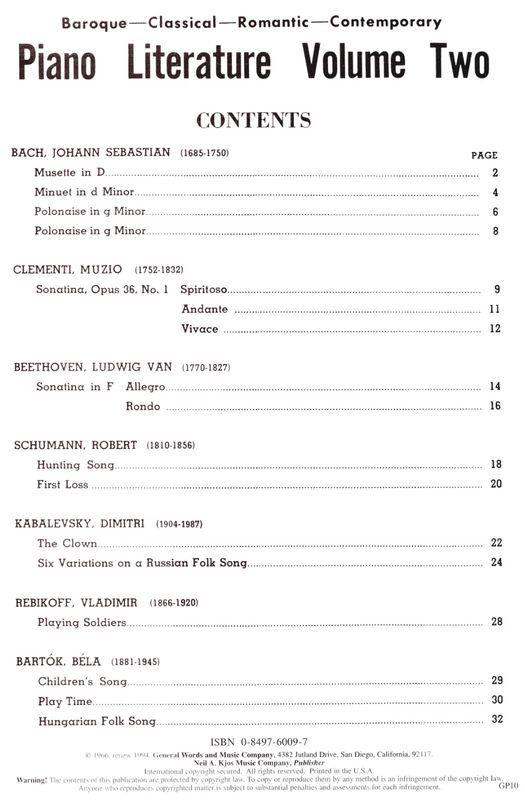 Bastien Piano Literature, Volume 2
