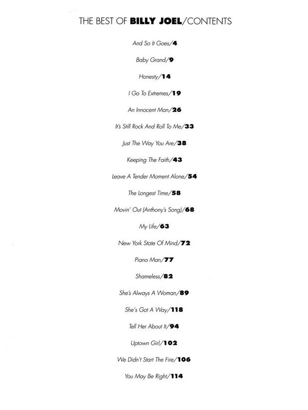 Best of Billy Joel - Easy Piano