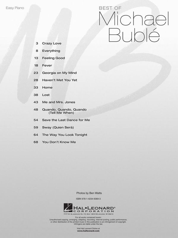 Best of Michael Buble - Easy Piano