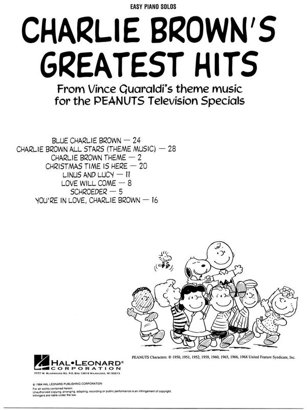 Charlie Brown's Greatest Hits - Easy Piano